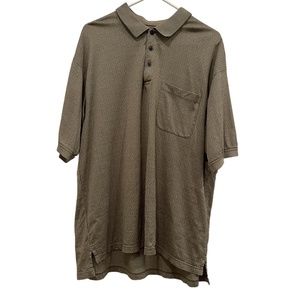 IZOD Men's Cotton Short Sleeve Geometric Pattern Polo Shirt Green Brown, Size XL